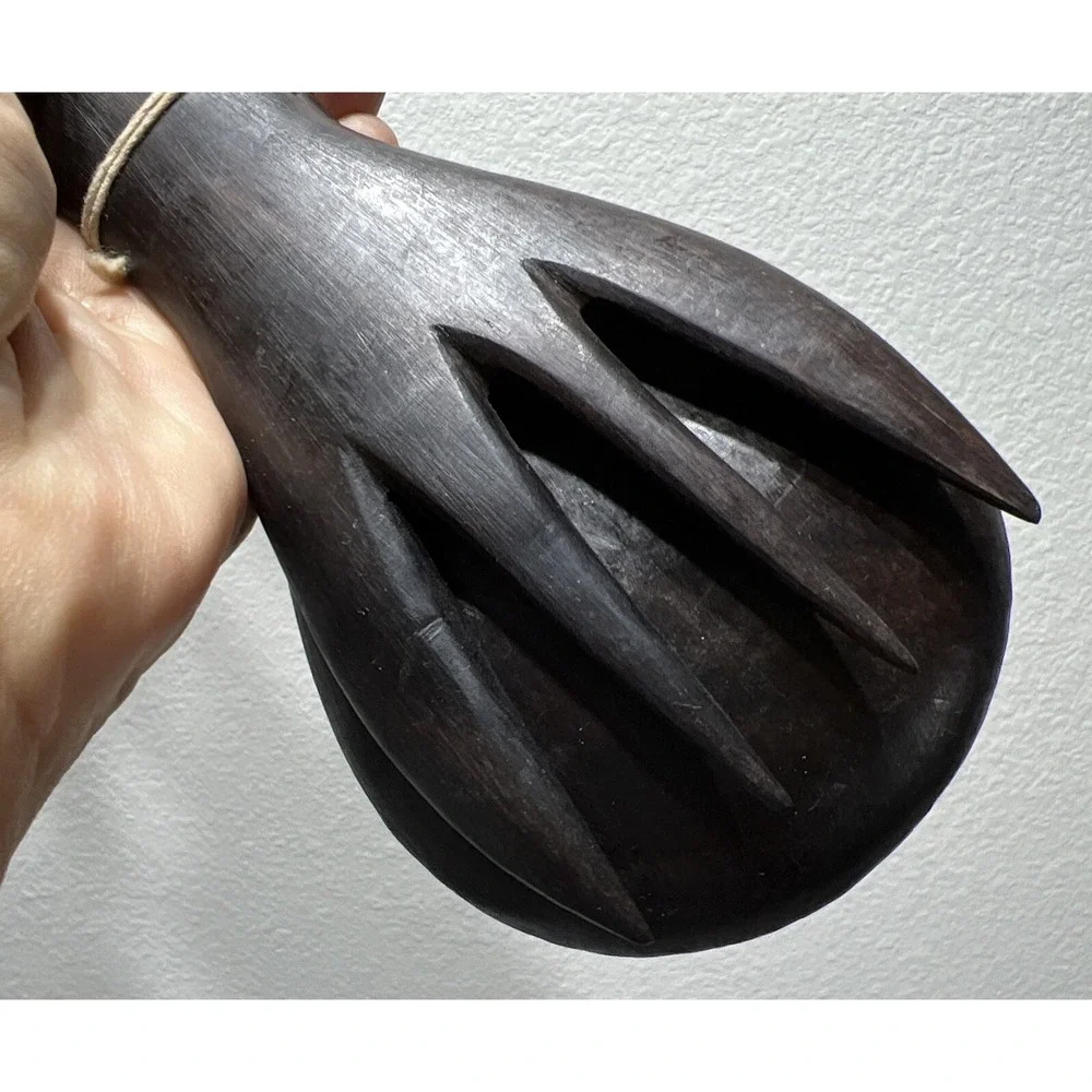 Hand Carved Wooden Elephant Serving Salad Spoon & Fork 12